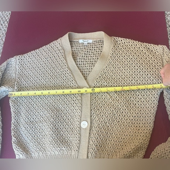 Madewell Open-Stitch Crop Cardigan Sweater Size Small Tan Cotton - Picture 8 of 10